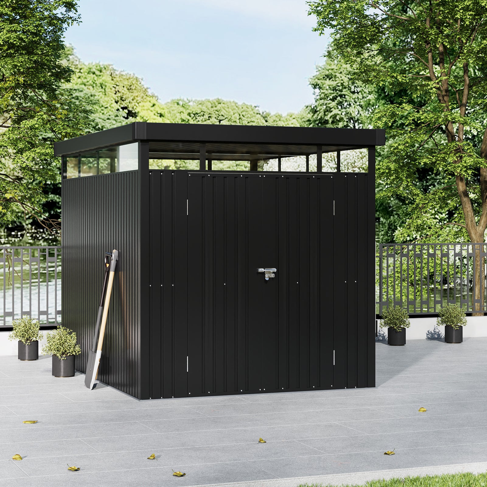 Weatherproof Metal Garden Storage Shed with Lockable Door and Window